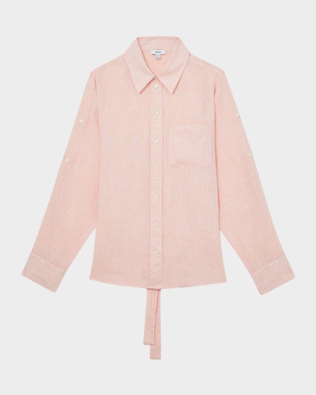 Leora Self-Tie Linen Blouse